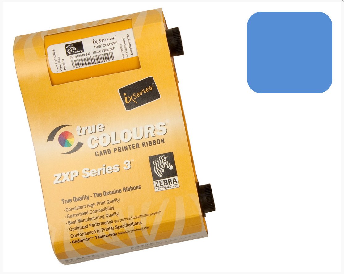 ZXP3 Blue Ribbon Zebra Series 3 Printer Blue Ribbon