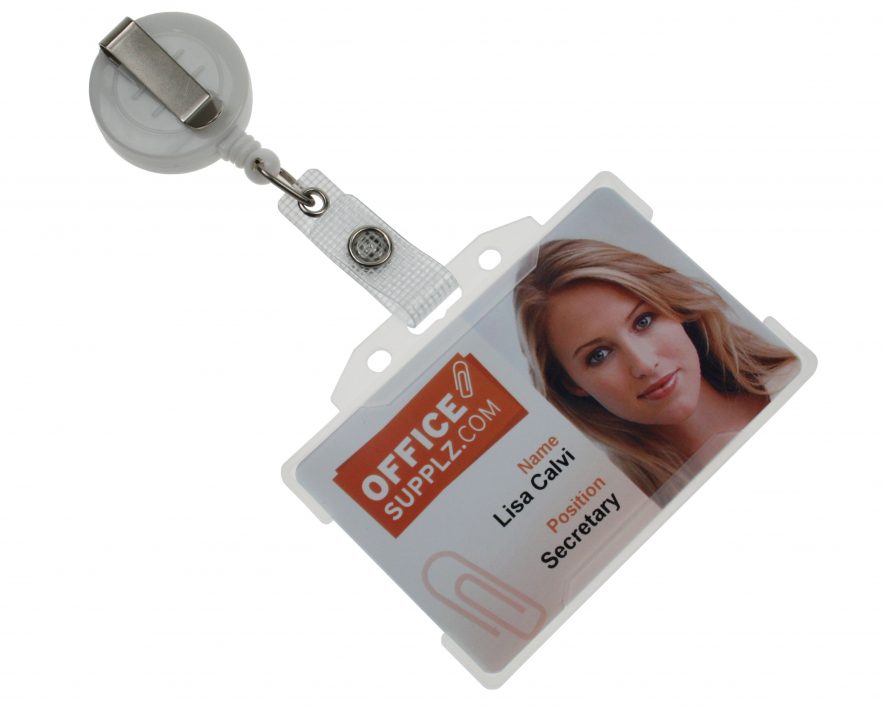 White Badge Reel /W Re-Inforced Strap | Card Reel