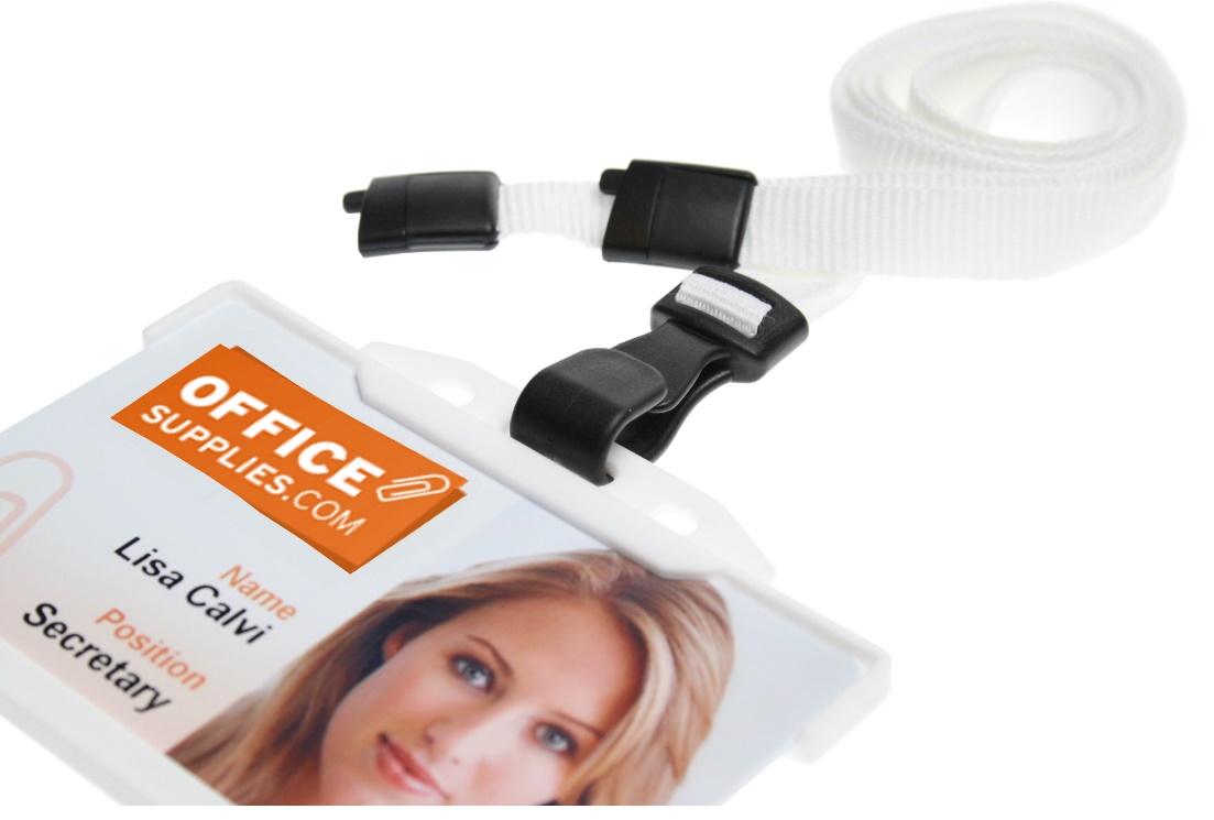 White Lanyards With Plastic Clip - Pack of 100 - ID Card Printers ...