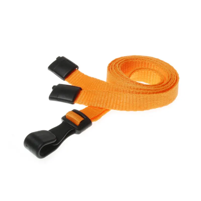 orange lanyard with plastic J clip