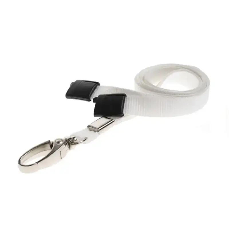White Lanyards with metal lobster clip
